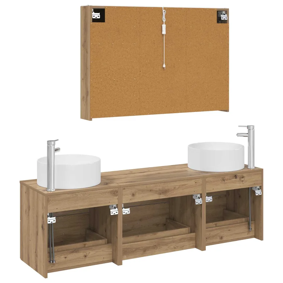 Ensemble de mobilier de salle de bain 4 pc Chêne artisanal - 7