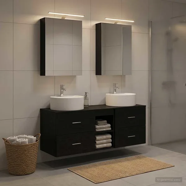 Ensemble de mobilier de salle de bain 5 pcs Chêne noir