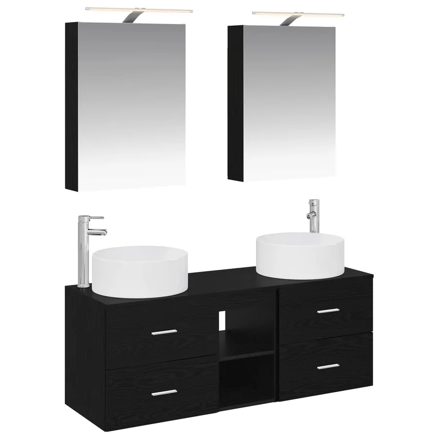 Ensemble de mobilier de salle de bain 5 pcs Chêne noir - 2