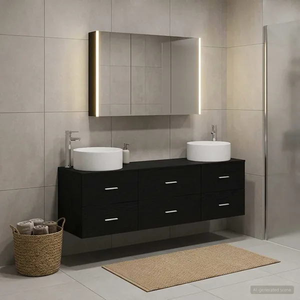 Ensemble de mobilier de salle de bain 4 pcs Chêne noir