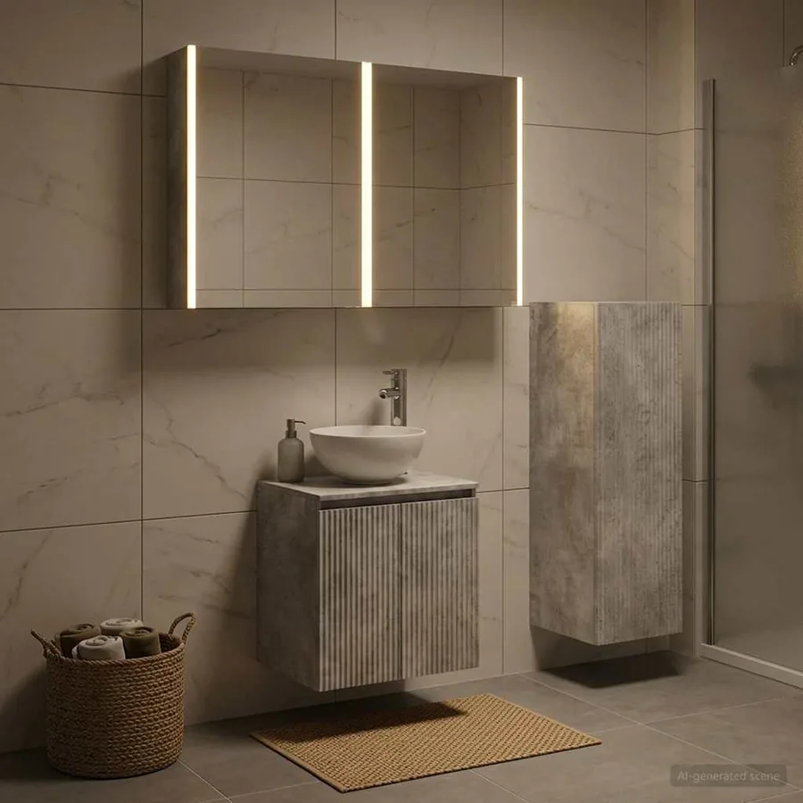 Ensemble de mobilier de salle de bain 4 pcs Gris béton