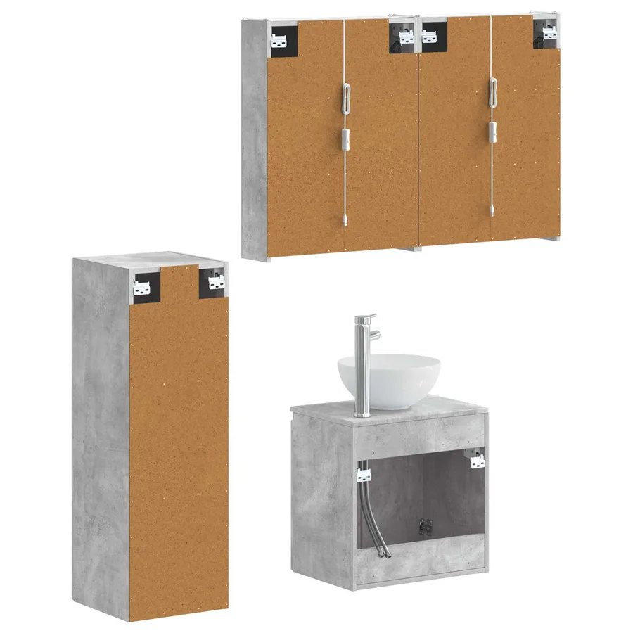 Ensemble de mobilier de salle de bain 4 pcs Gris béton - 5