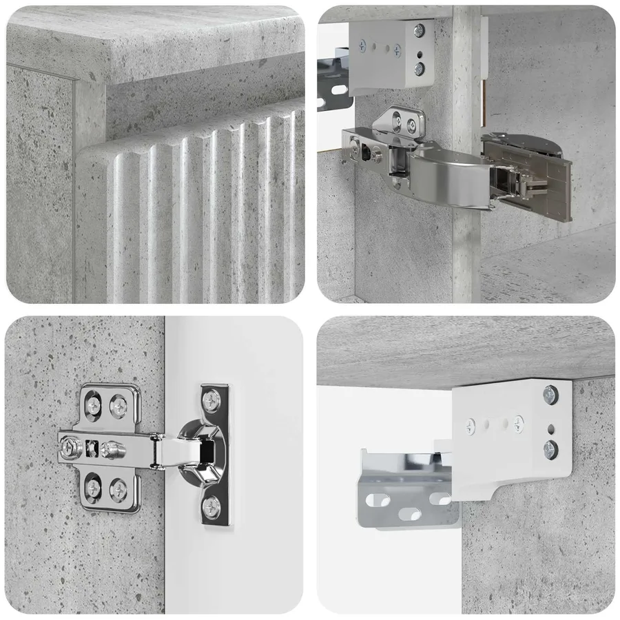 Ensemble de mobilier de salle de bain 4 pcs Gris béton - 6