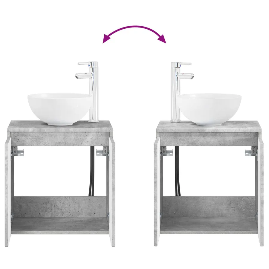 Ensemble de mobilier de salle de bain 4 pcs Gris béton - 9