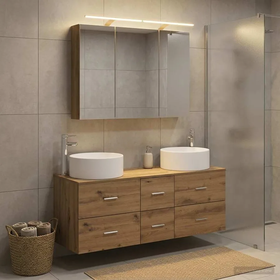 Ensemble de mobilier de salle de bain 4 pc Chêne artisanal
