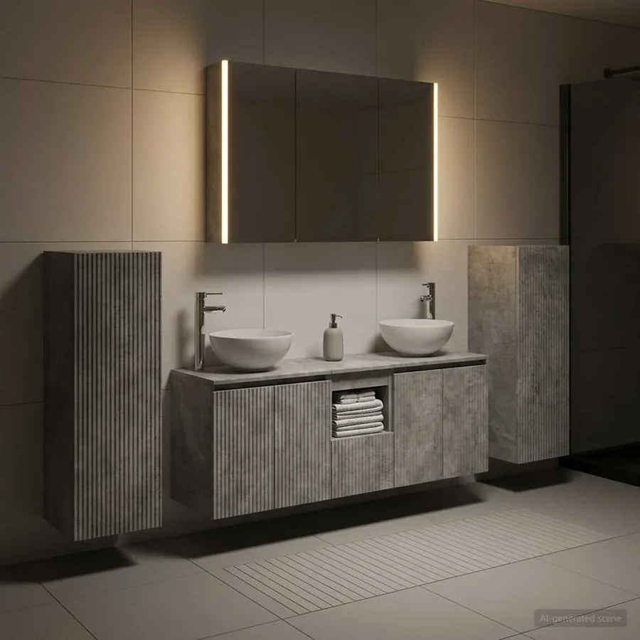 Ensemble de mobilier de salle de bain 6 pcs Gris béton