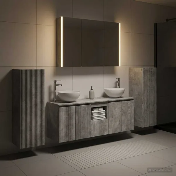 Ensemble de mobilier de salle de bain 6 pcs Gris béton