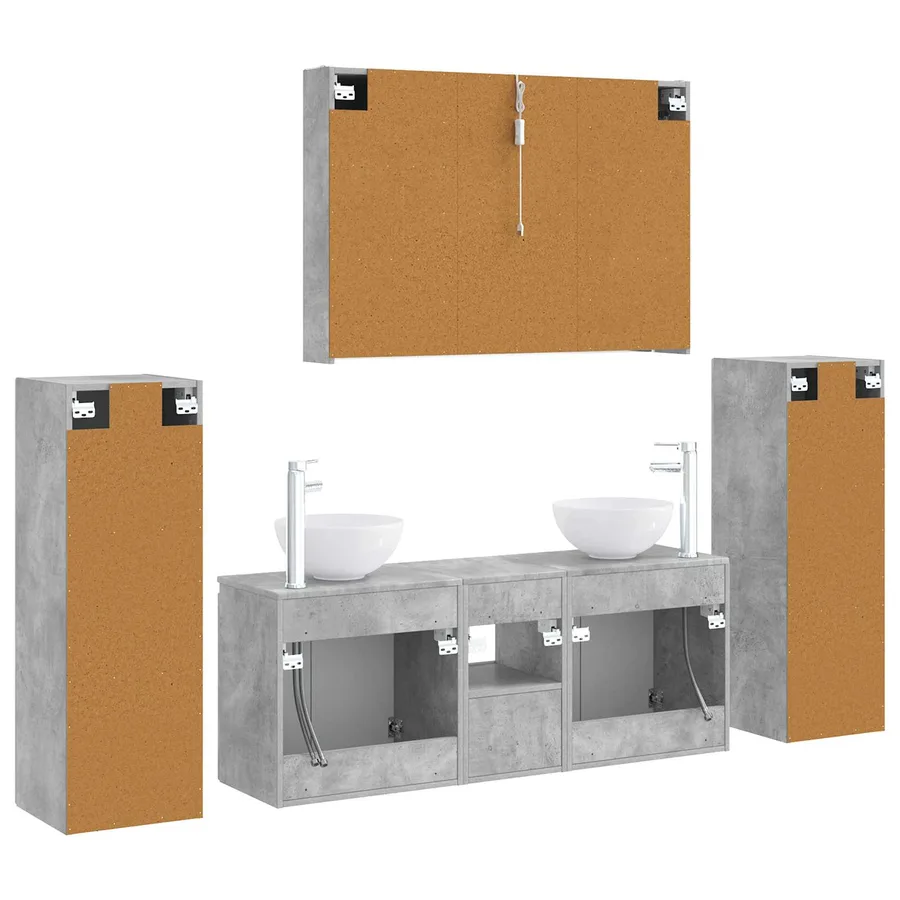 Ensemble de mobilier de salle de bain 6 pcs Gris béton - 9