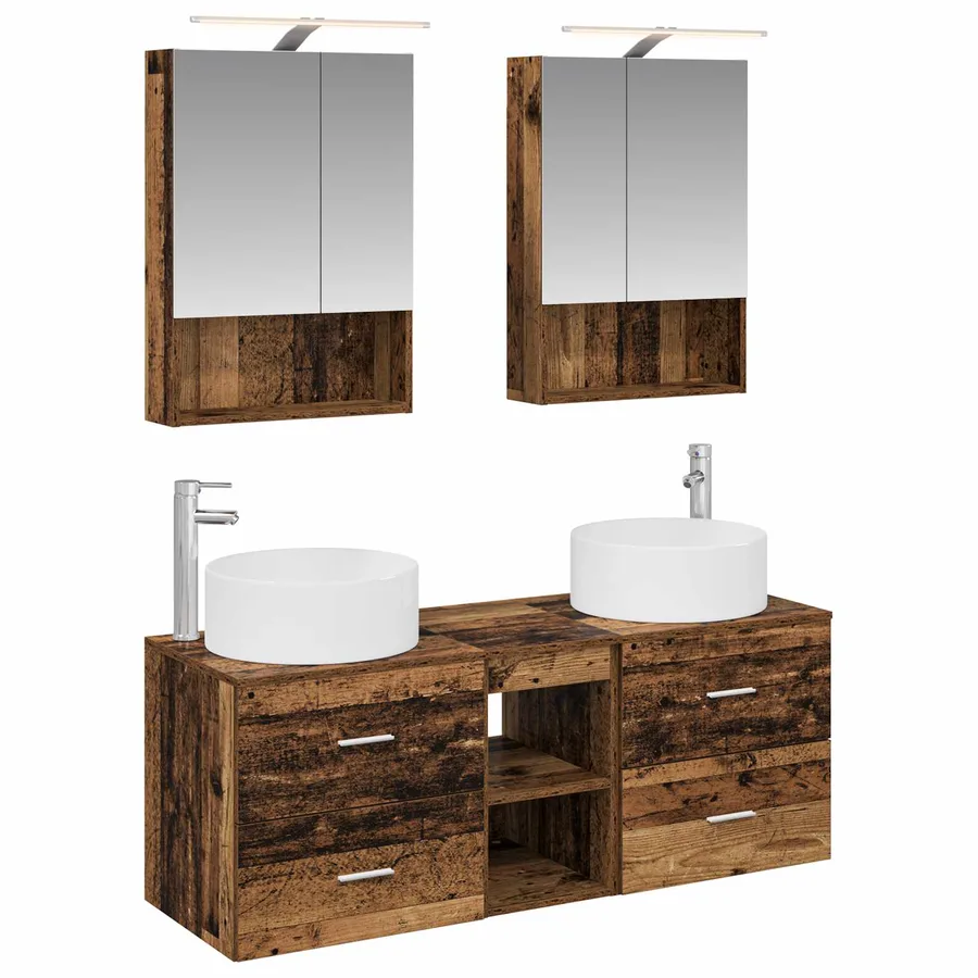 Ensemble de mobilier de salle de bain 5 pcs Bois ancien - 2