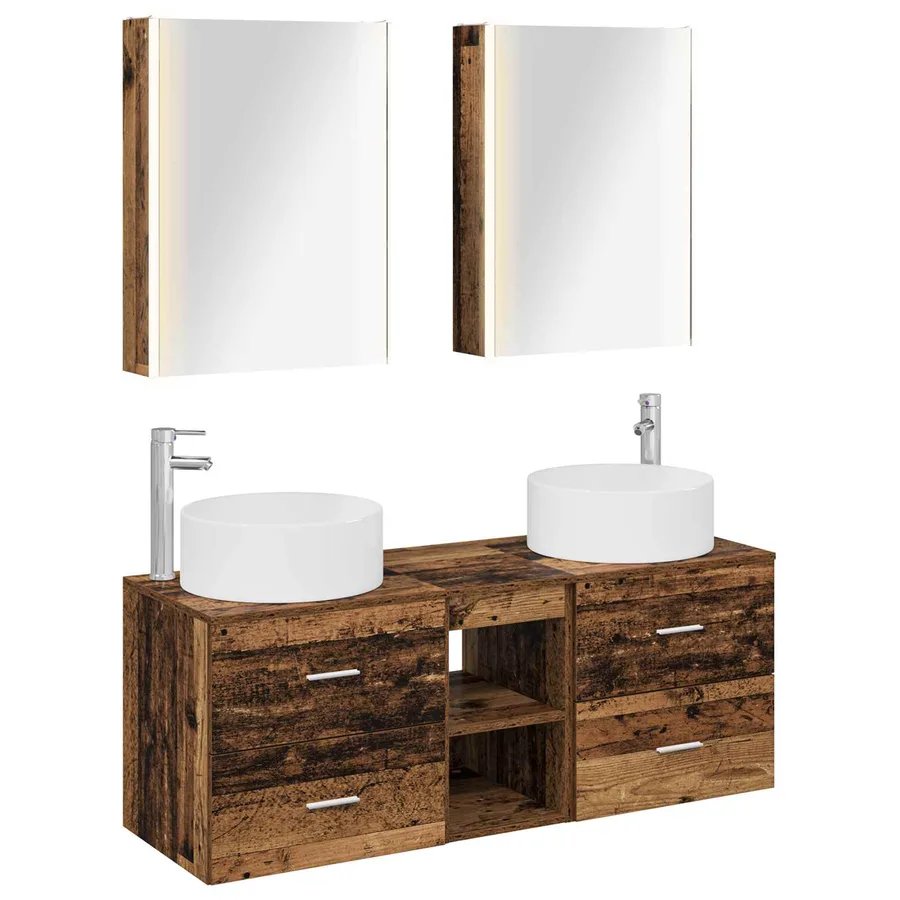 Ensemble de mobilier de salle de bain 5 pcs Bois ancien - 2