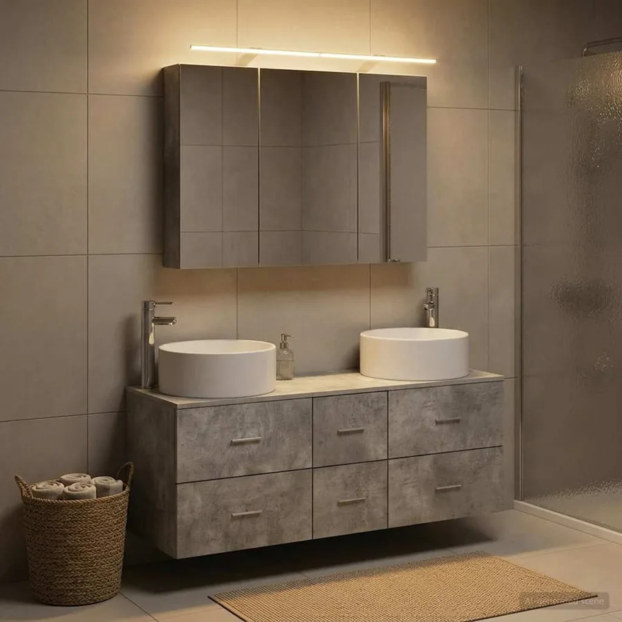 Ensemble de mobilier de salle de bain 4 pcs Gris béton