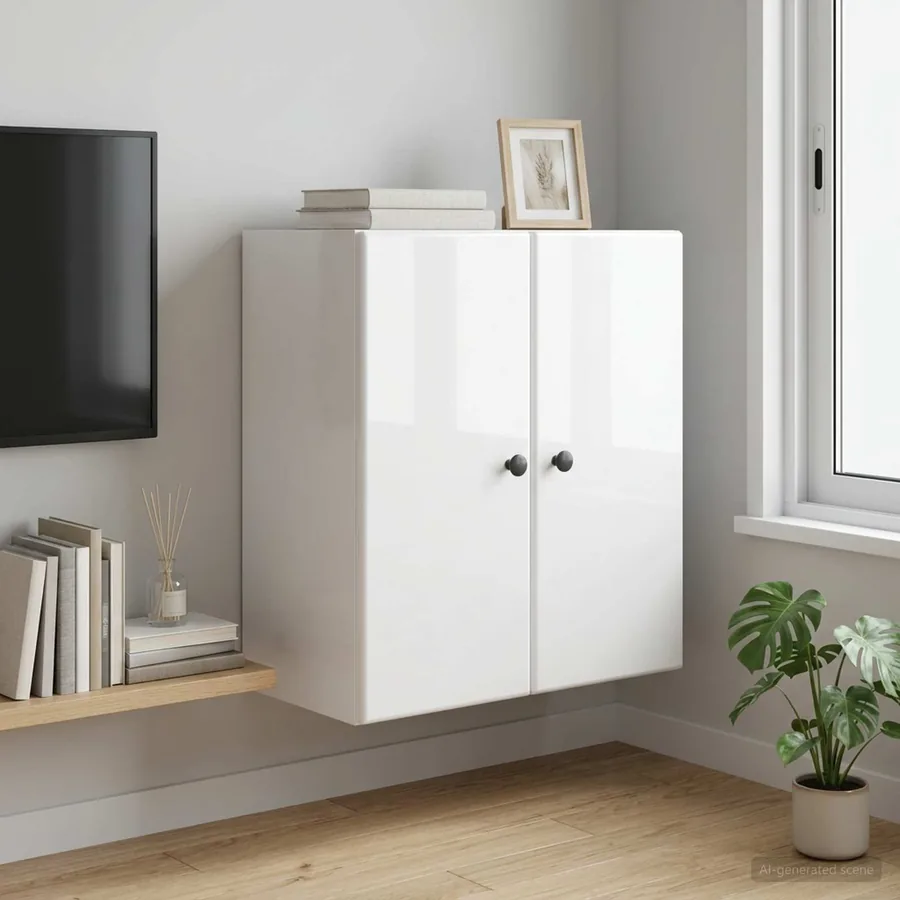 Armoire Murale Blanc brillant 59 x 31 x 60 cm Bois d'ingénierie