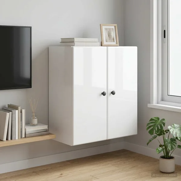 Armoire Murale Blanc brillant 59 x 31 x 60 cm Bois d'ingénierie