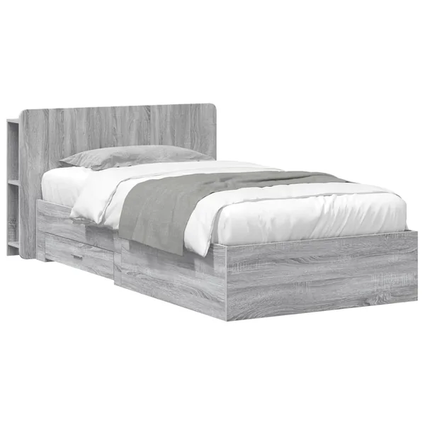 Cadre de lit avec rangement Sonoma gris 90 x 190 cm