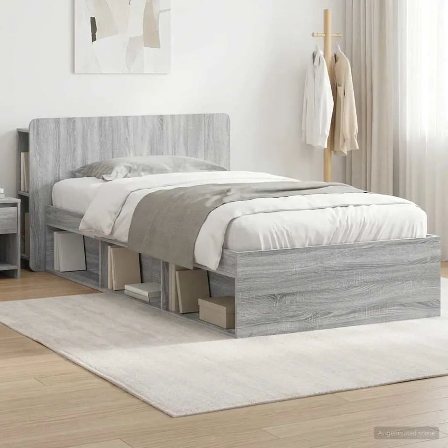 Cadre de lit avec rangement Sonoma gris 100 x 200 cm