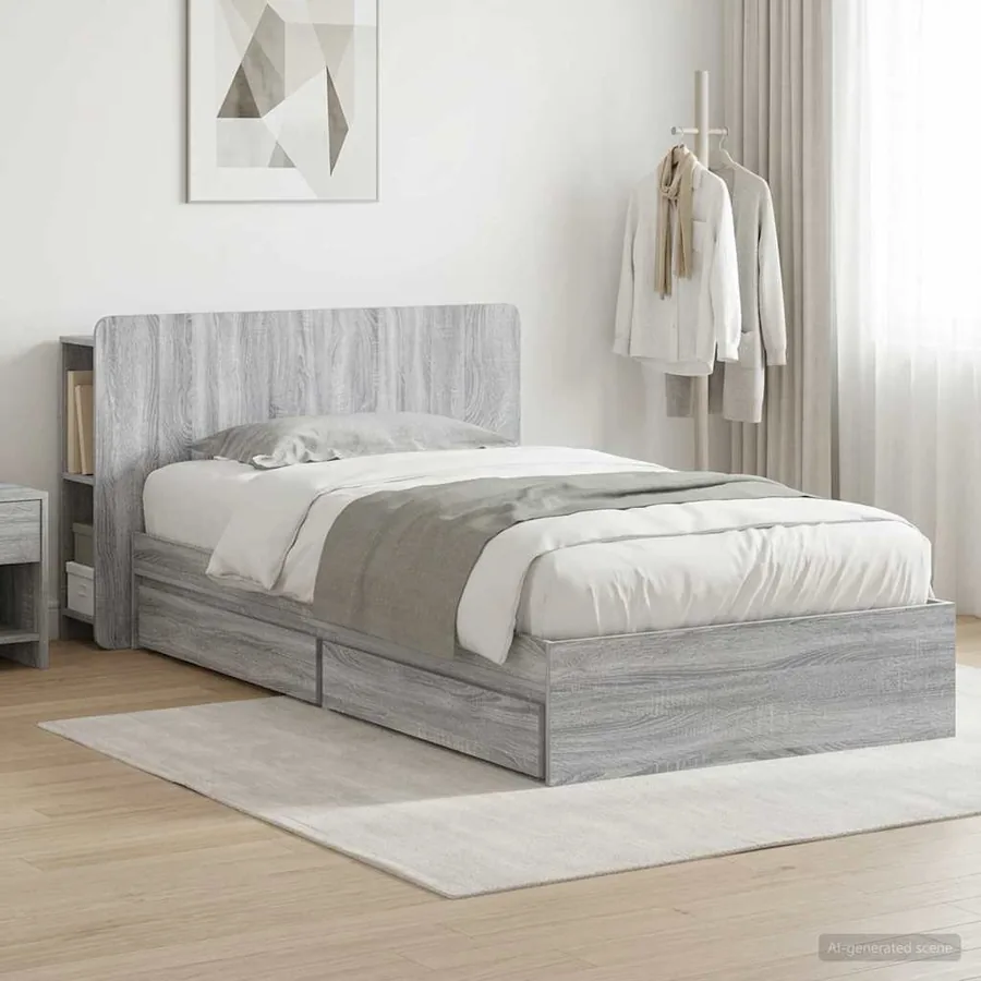 Cadre de lit avec rangement Sonoma gris 100 x 200 cm