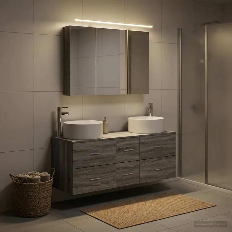 Ensemble de mobilier de salle de bain 4 pcs Sonoma gris - 4
