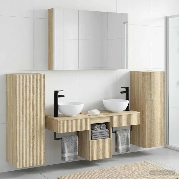 Ensemble de mobilier de salle de bain 6 pcs Chêne Sonoma