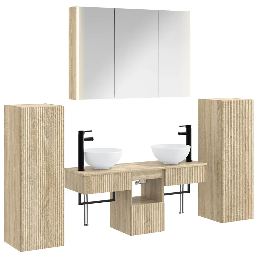 Ensemble de mobilier de salle de bain 6 pcs Chêne Sonoma - 2