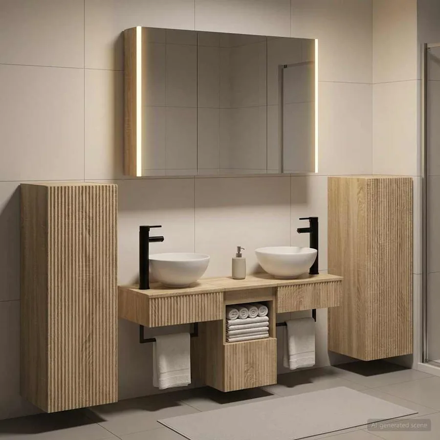 Ensemble de mobilier de salle de bain 6 pcs Chêne Sonoma - 4