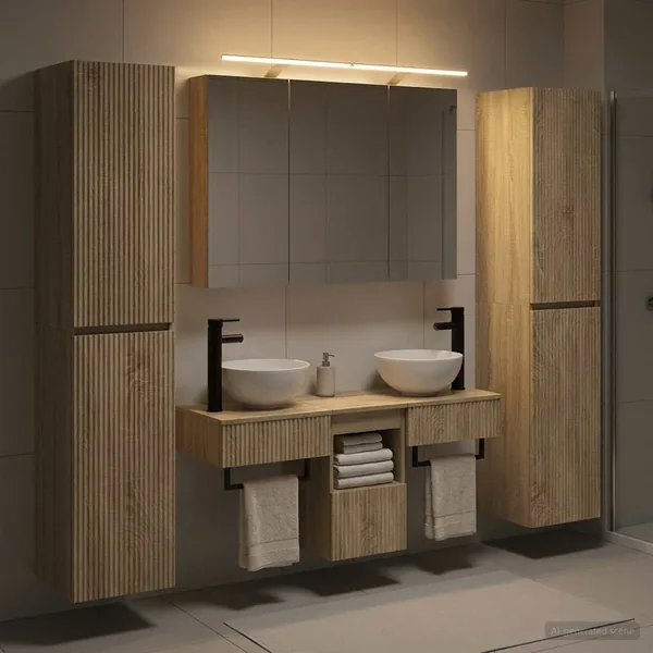Ensemble de mobilier de salle de bain 6 pcs Chêne Sonoma