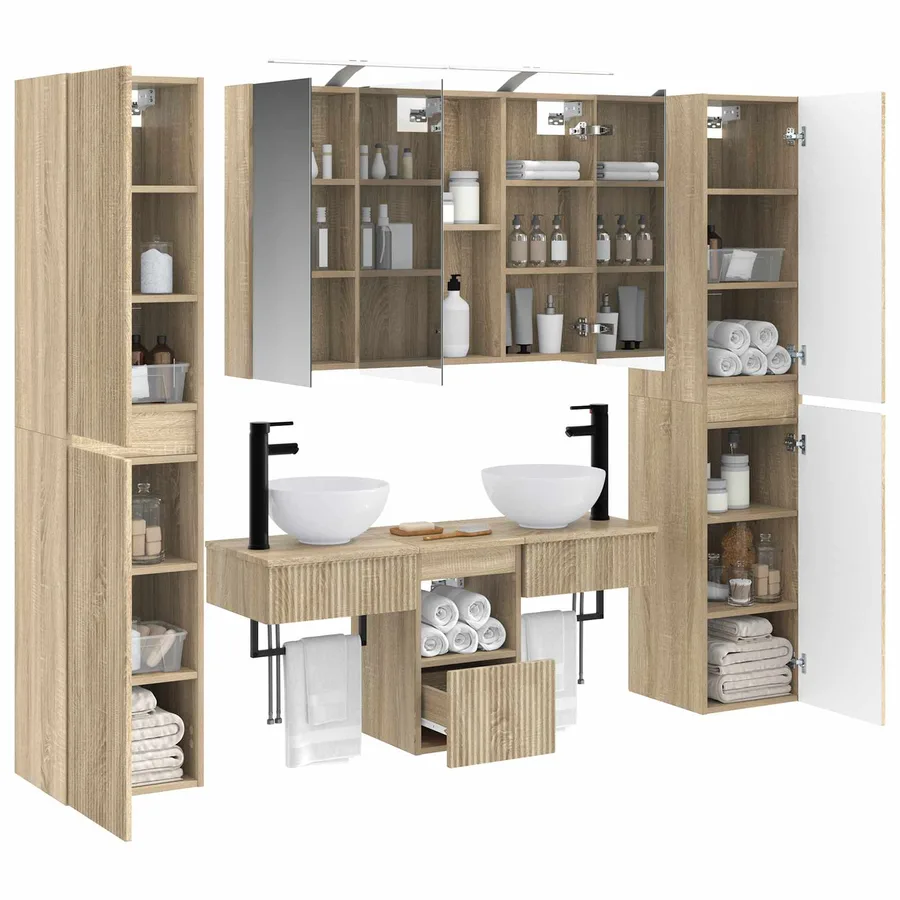 Ensemble de mobilier de salle de bain 6 pcs Chêne Sonoma - 3