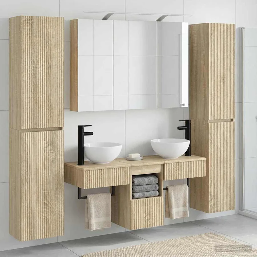 Ensemble de mobilier de salle de bain 6 pcs Chêne Sonoma - 4