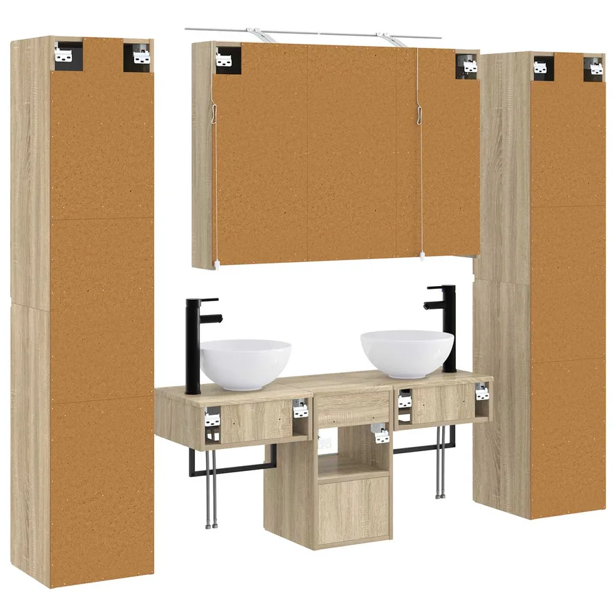 Ensemble de mobilier de salle de bain 6 pcs Chêne Sonoma - 9