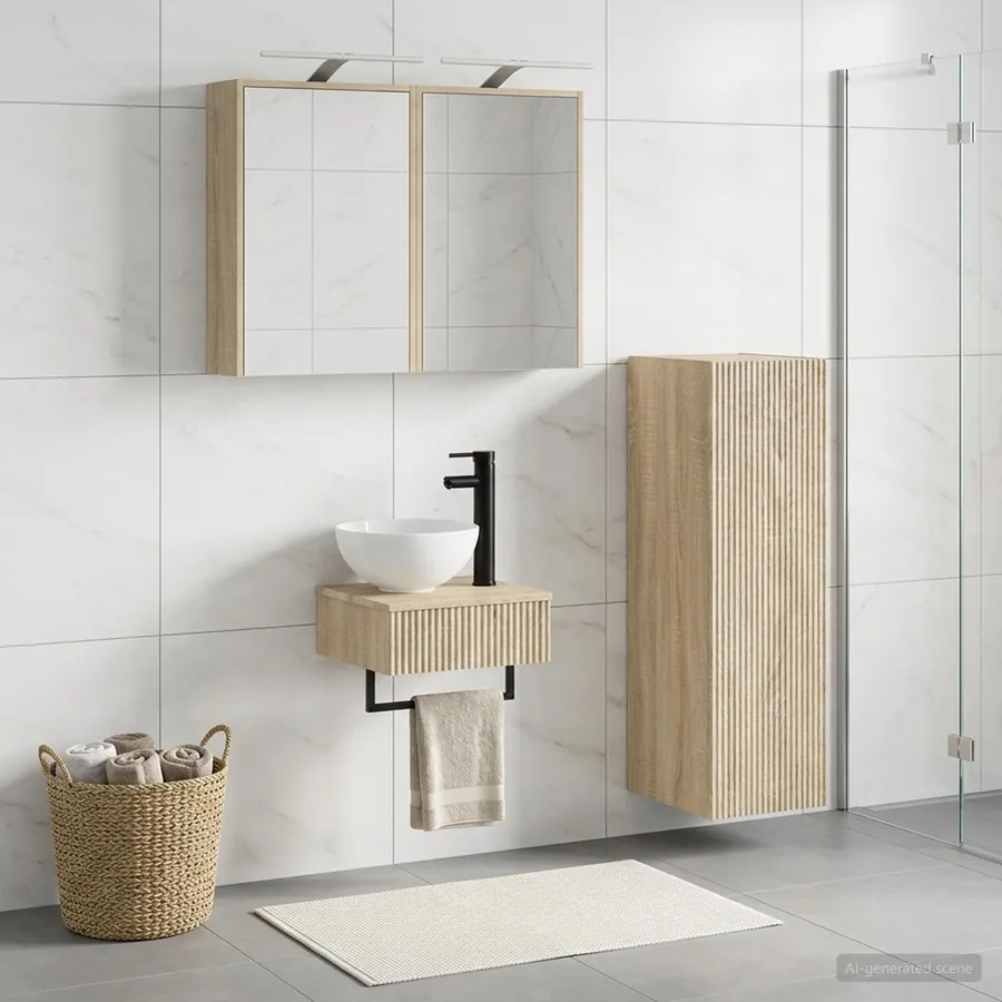 Ensemble d'armoire de salle de bain 4 pcs Chêne Sonoma