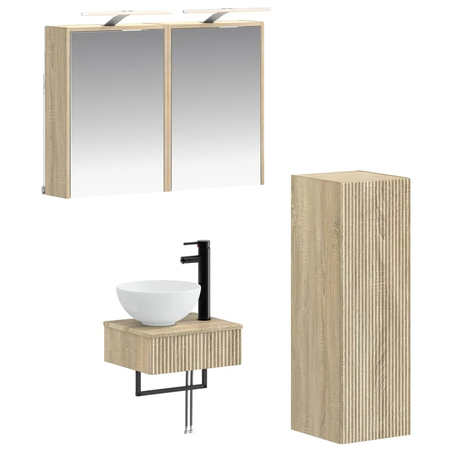 Ensemble d'armoire de salle de bain 4 pcs Chêne Sonoma - 2