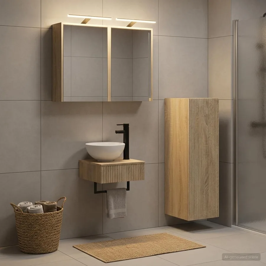 Ensemble d'armoire de salle de bain 4 pcs Chêne Sonoma - 4