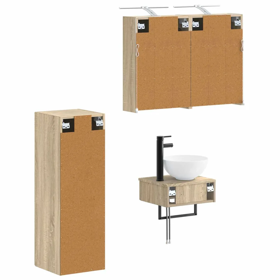 Ensemble d'armoire de salle de bain 4 pcs Chêne Sonoma - 5