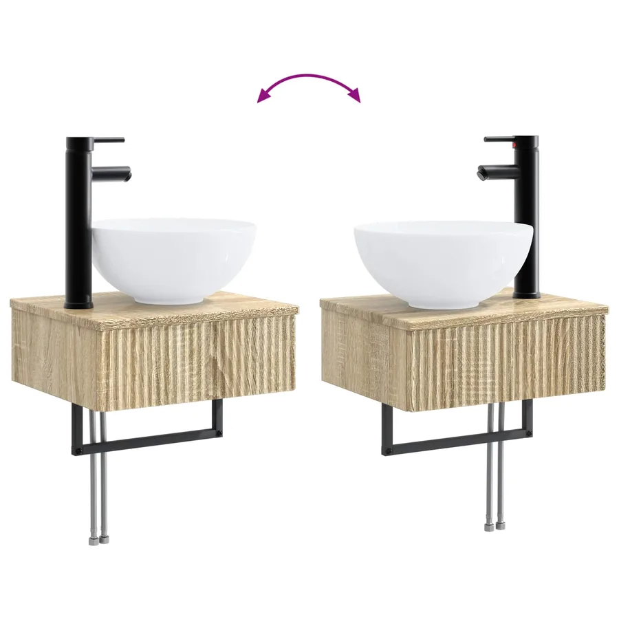 Ensemble d'armoire de salle de bain 4 pcs Chêne Sonoma - 9