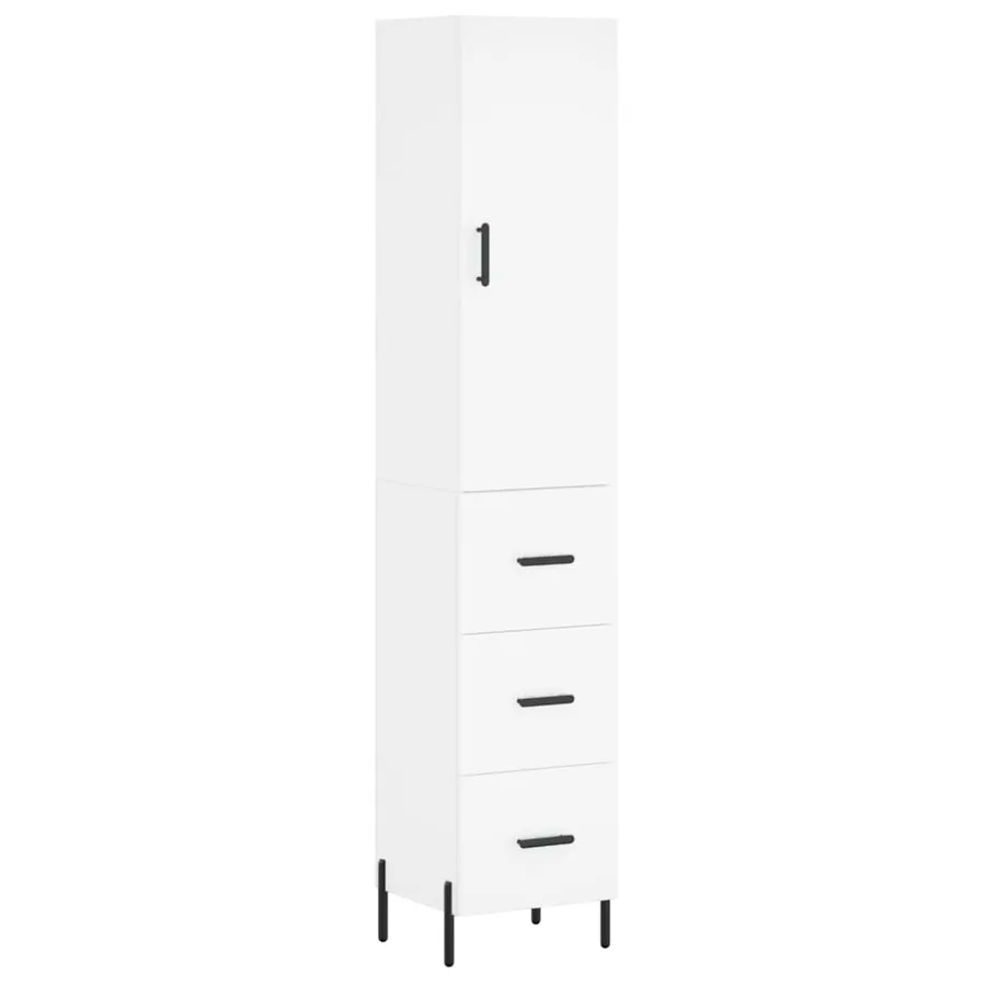 Buffet haut Blanc 34,5x34x180 cm Bois d'ingénierie - 2