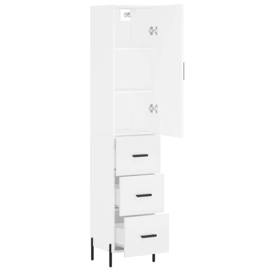 Buffet haut Blanc 34,5x34x180 cm Bois d'ingénierie - 4