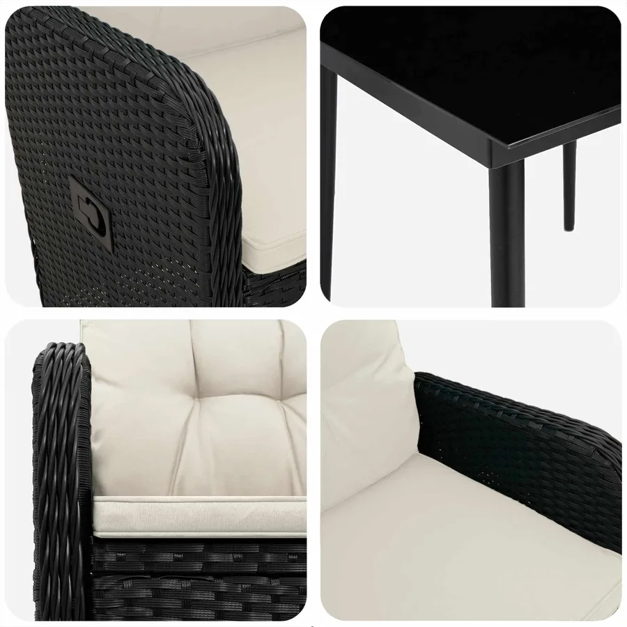 Ensemble de Tables Basses 3 pcs Noir et blanc crème - 7