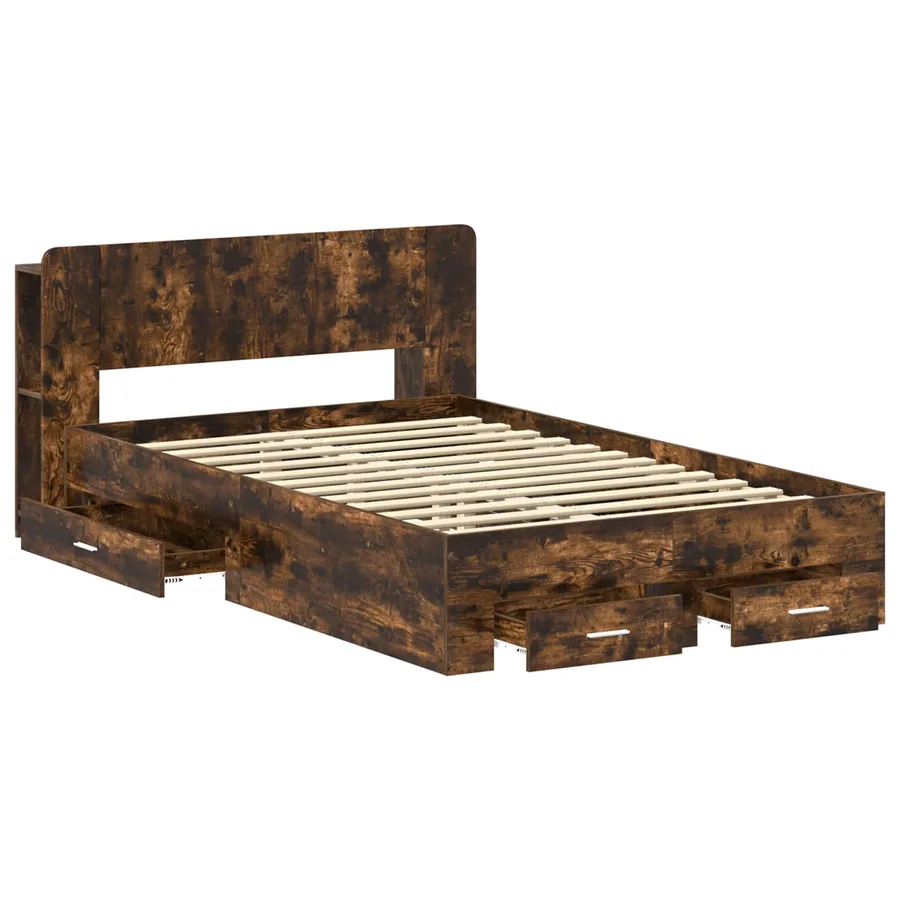Cadre de lit avec rangement Chêne fumé 120 x 190 cm - 3