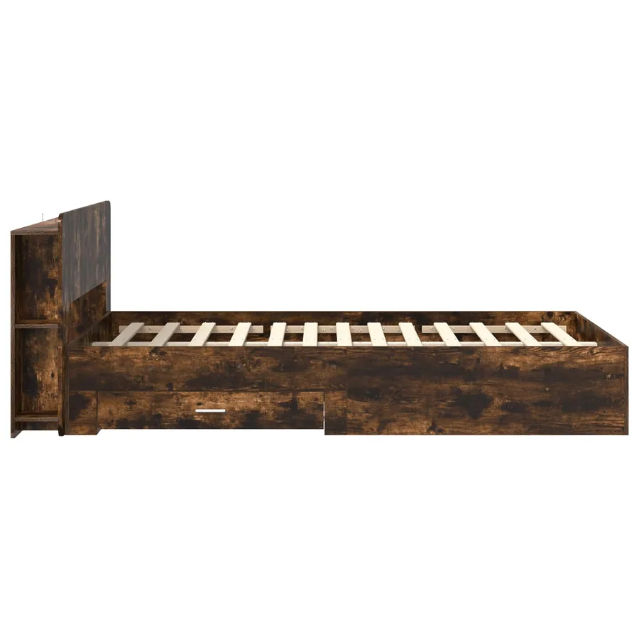 Cadre de lit avec rangement Chêne fumé 120 x 190 cm - 4