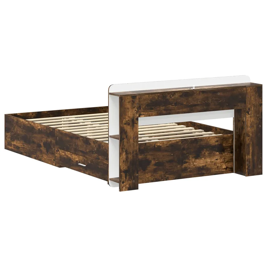 Cadre de lit avec rangement Chêne fumé 120 x 190 cm - 5
