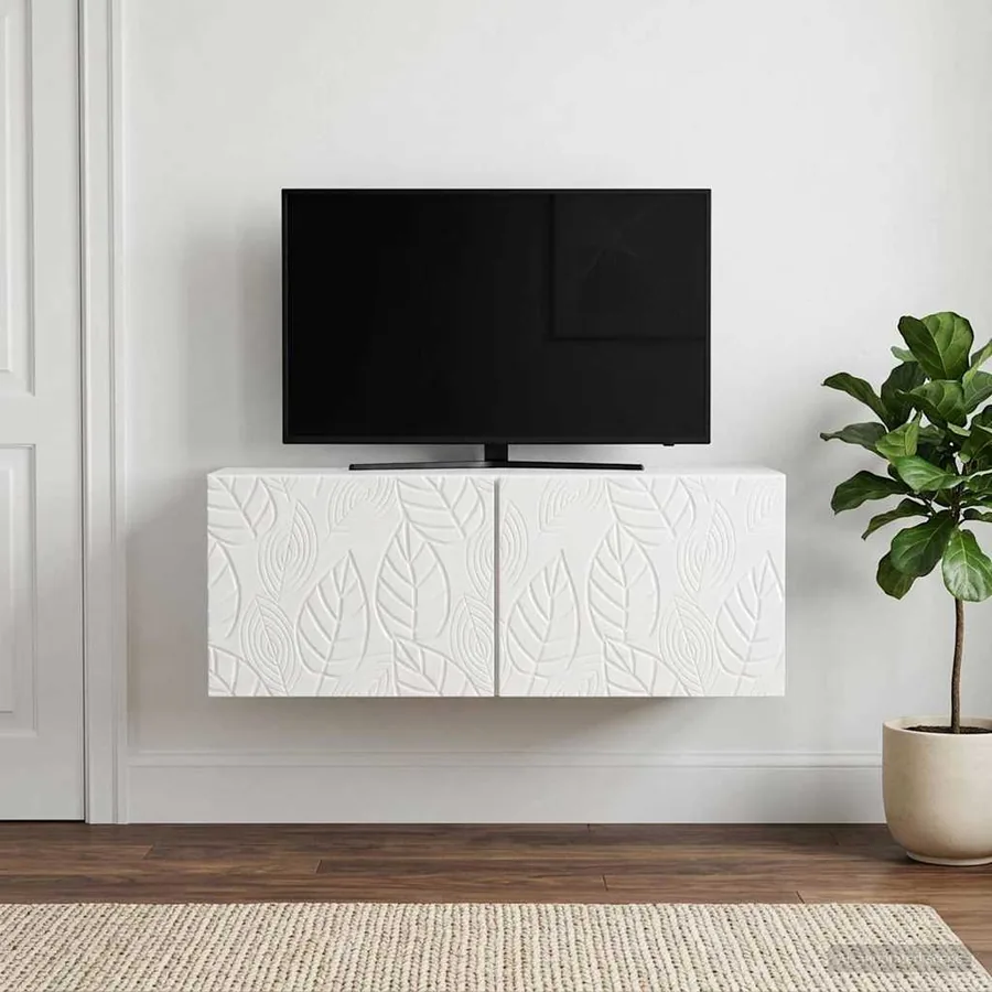 Meuble TV mural 78,5 x 41 x 30 cm Blanc brillant