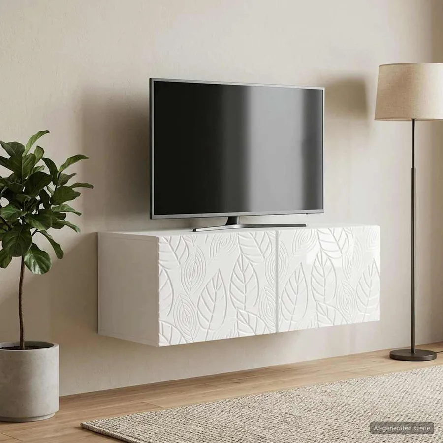 Meuble TV mural 78,5 x 41 x 30 cm Blanc brillant - 3