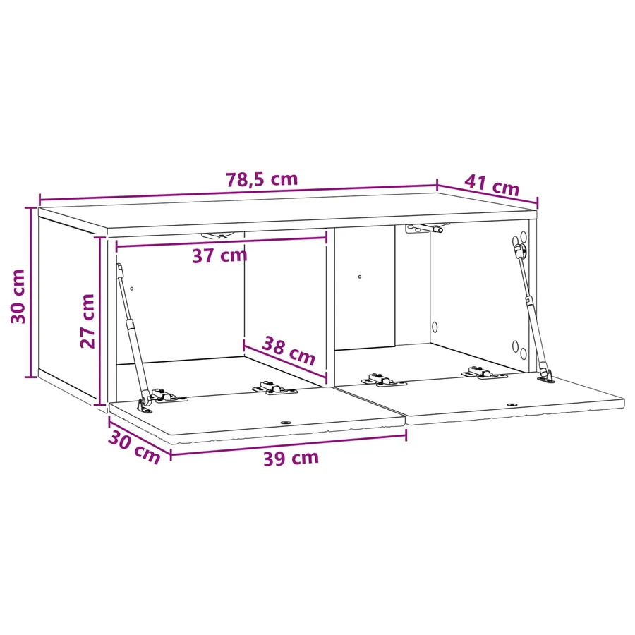 Meuble TV mural 78,5 x 41 x 30 cm Blanc brillant - 9