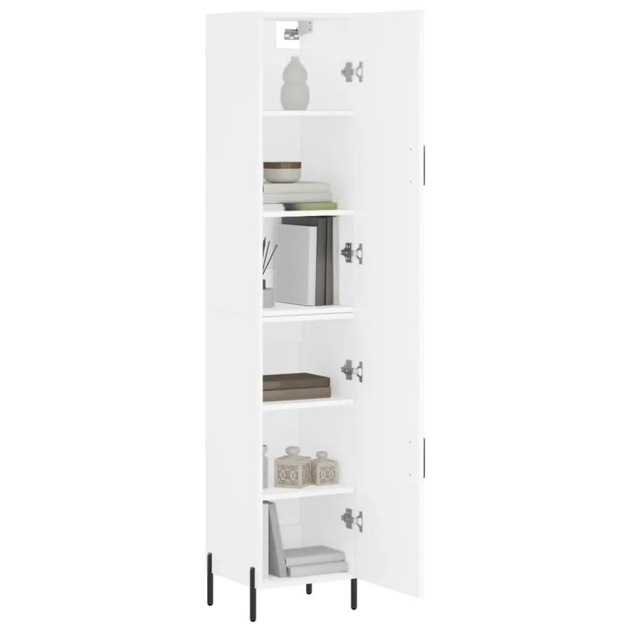 Buffet haut Blanc 34,5x34x180 cm Bois d'ingénierie - 3