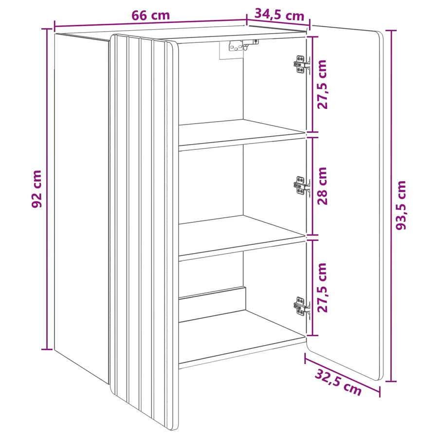 Armoire Murale Chêne fumé 66 x 34,5 x 92 cm Bois d'ingénierie - 8