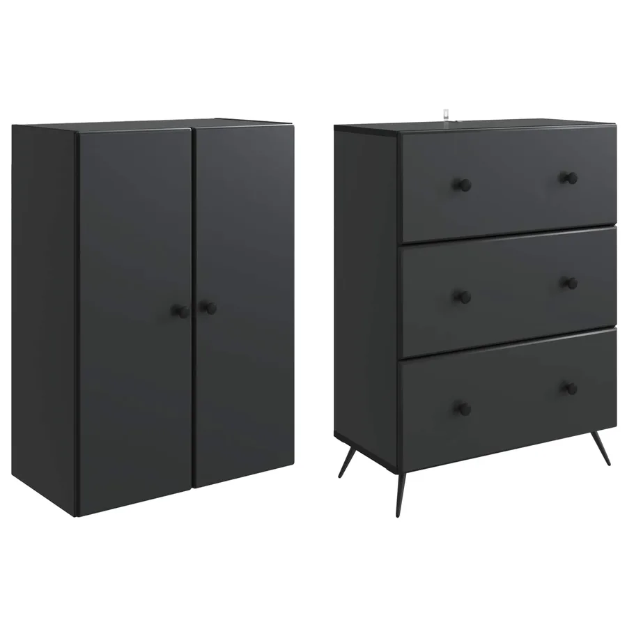 Ensemble de Meubles 2 pcs Noir 66 x 34,5 x 90 cm - 4