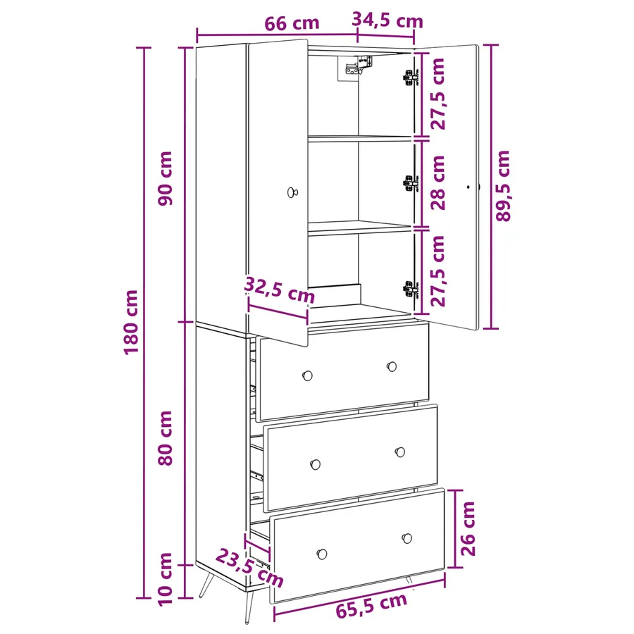 Ensemble de Meubles 2 pcs Noir 66 x 34,5 x 90 cm - 9