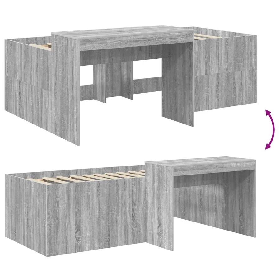 Lit haut pour enfants avec bureau Sonoma gris 98,5 x 200 cm - 8