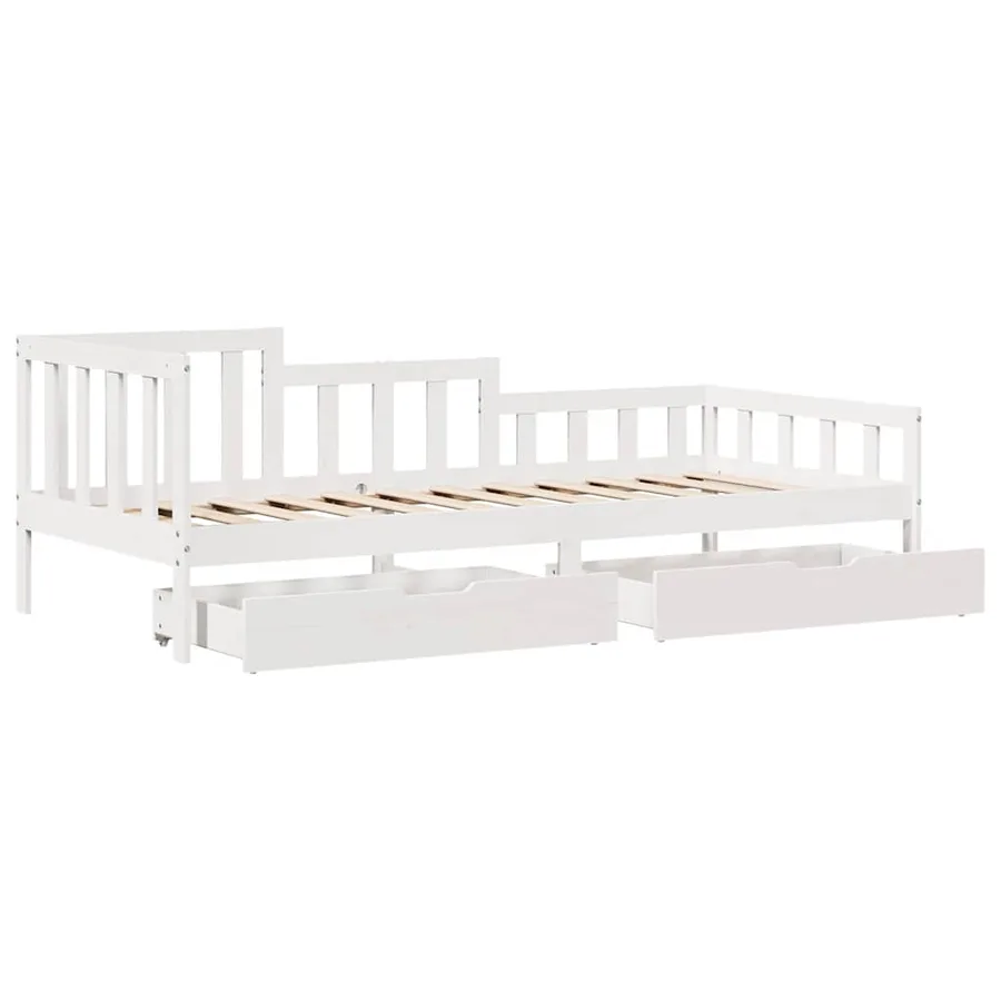 Lit de jour et tiroirs sans matelas blanc 90x200 cm bois massif - 5