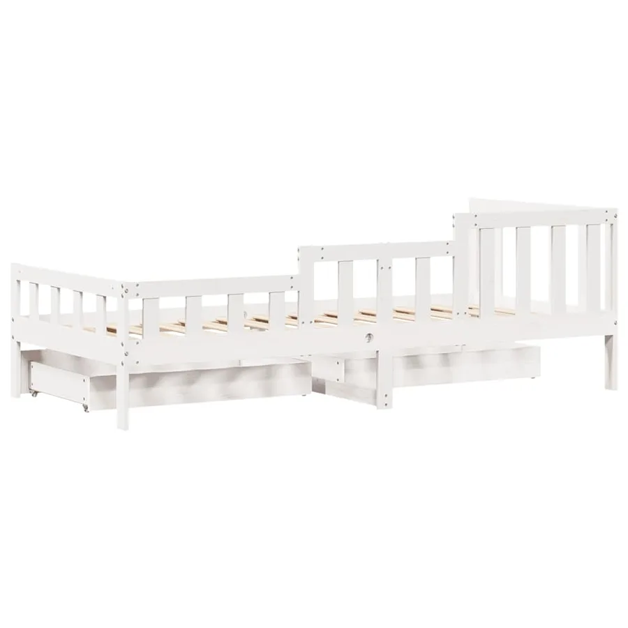 Lit de jour et tiroirs sans matelas blanc 90x200 cm bois massif - 8