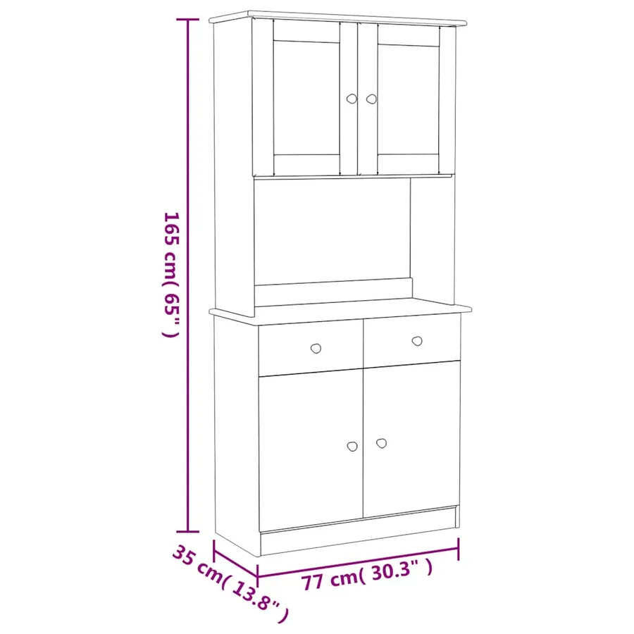 Buffet ALTA 77x35x165 cm bois massif de pin - 12